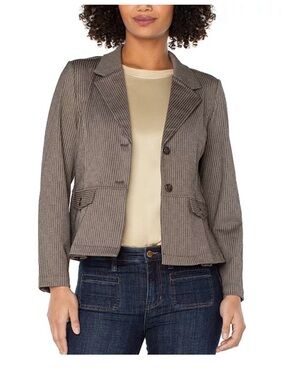 Liverpool Los Angeles Women’s Camel Sand Stripe Peplum Blazer Jacket